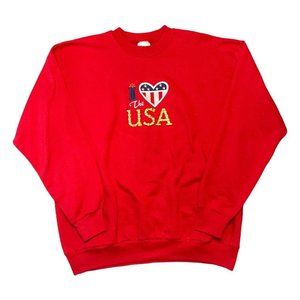 Vintage Hanes “I Love the USA” America Red Crewneck Sweatshirt